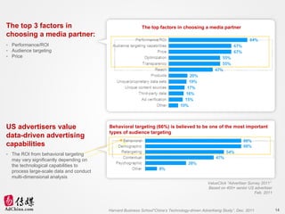 The top 3 factors in choosing a media partner: US advertisers value data-driven advertising capabilities <ul><li>Performan...