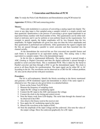 Lab 9 Pcm Decoding Lab ADC LAB BY PROF. KRISHNANAIK AND SUMAN FROM CDU | PDF