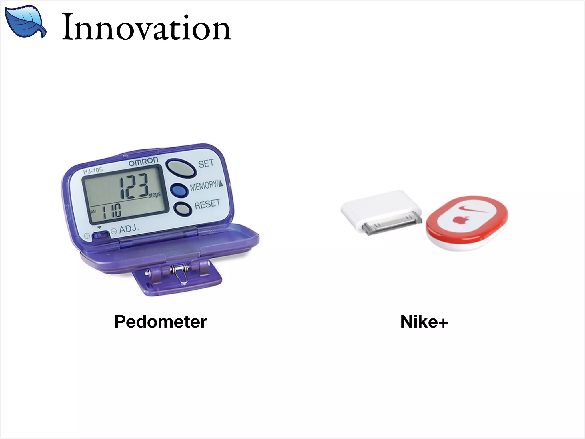 Innovation




   Pedometer   Nike+
 