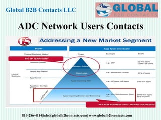 ADC Network Users Contacts
Global B2B Contacts LLC
816-286-4114|info@globalb2bcontacts.com| www.globalb2bcontacts.com
 