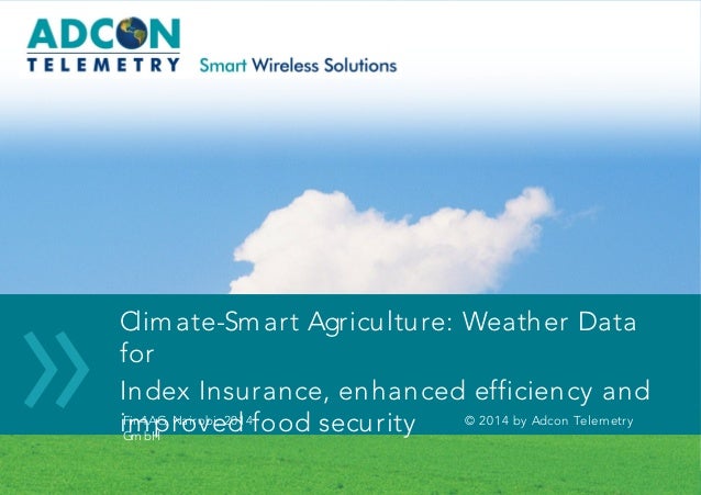 ClimateSmart Agriculture Weather Data for Index ClimateSmart Agriculture Weather Data for Index
