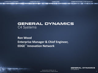 Ron Wood
Enterprise Manager & Chief Engineer,
EDGE ® Innovation Network




                   Overview Brief 11.29.2011_Ver. 3.6
               © 2011 General Dynamics. All rights reserved.   1
 