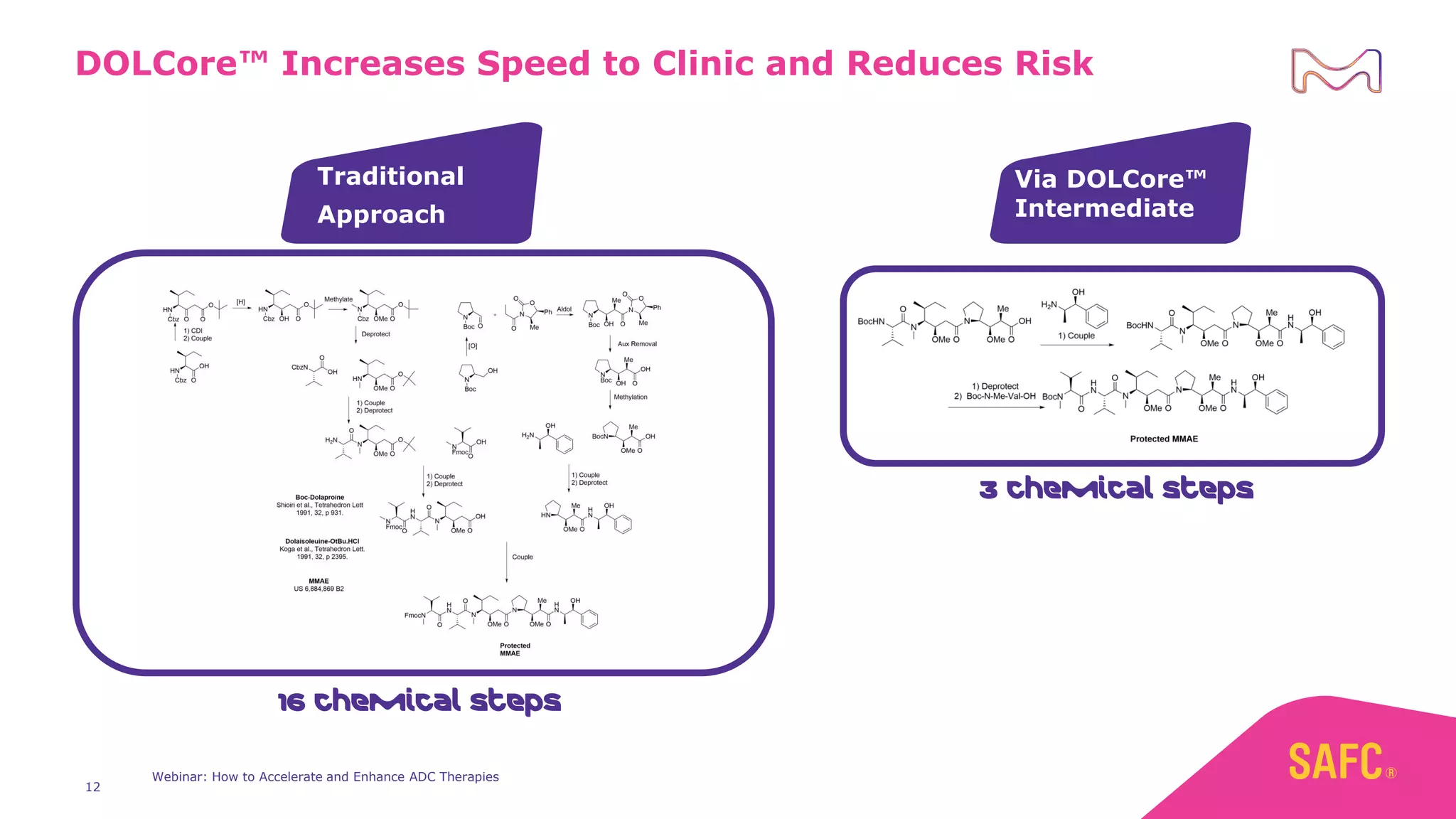 DOLCore™ Increases Speed to Clinic and Reduces Risk
Traditional
Approach
Via DOLCore™
Intermediate
16 chemical Steps
3 chemical Steps
12
Webinar: How to Accelerate and Enhance ADC Therapies
 