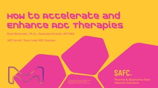 The life science business of Merck KGaA,
Darmstadt, Germany operates as
MilliporeSigma in the U.S. and Canada.
How to Accelerate and
Enhance ADC Therapies
Ross Bemowski, Ph.D., Associate Director API R&D
Jeff Carroll, Team Lead ADC Express
 