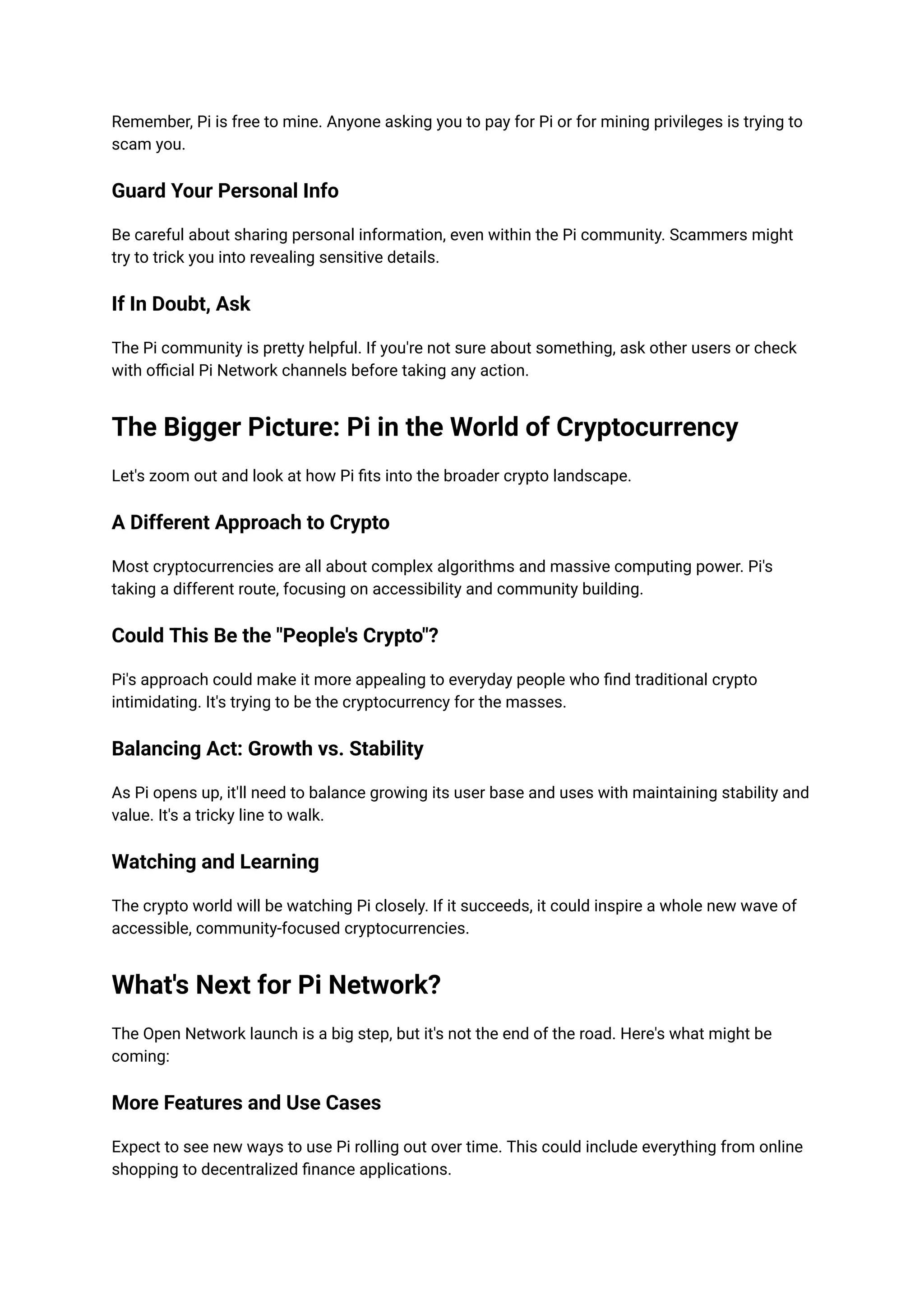 Pi Coin Users Advised to Protect Accounts Before Major Launch | PDF