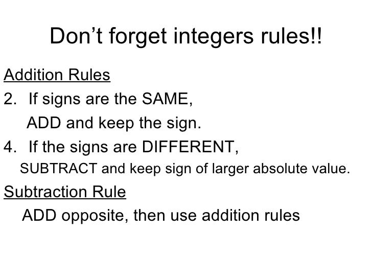 Printables Adding And Subtracting Integers Rules add and subtract deciamls 7 dont forget integers rules