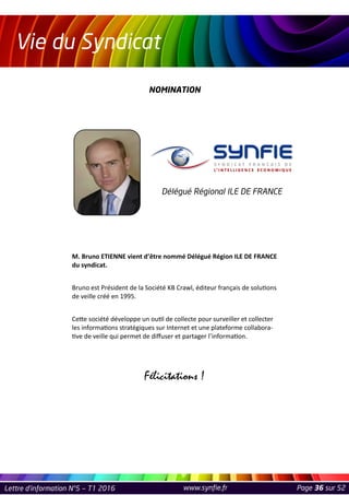 SYNFIE - Newsletter N5 - Mars 2016