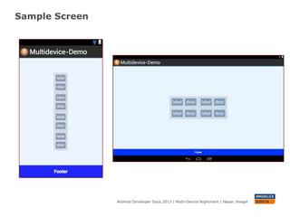 Sample Screen
Android Developer Days 2013 | Mutli-Device Nightmare | Hasan Hosgel
 