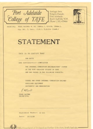 Certificates Ron Batts