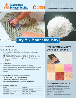 Addage akulcel 48000 Hydroxyethyl Methyl Cellulose | PDF