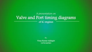 A presentation on
Valve and Port timing diagrams
of IC engines
By,
Vinay Kumar Addagiri
14761A0361
 