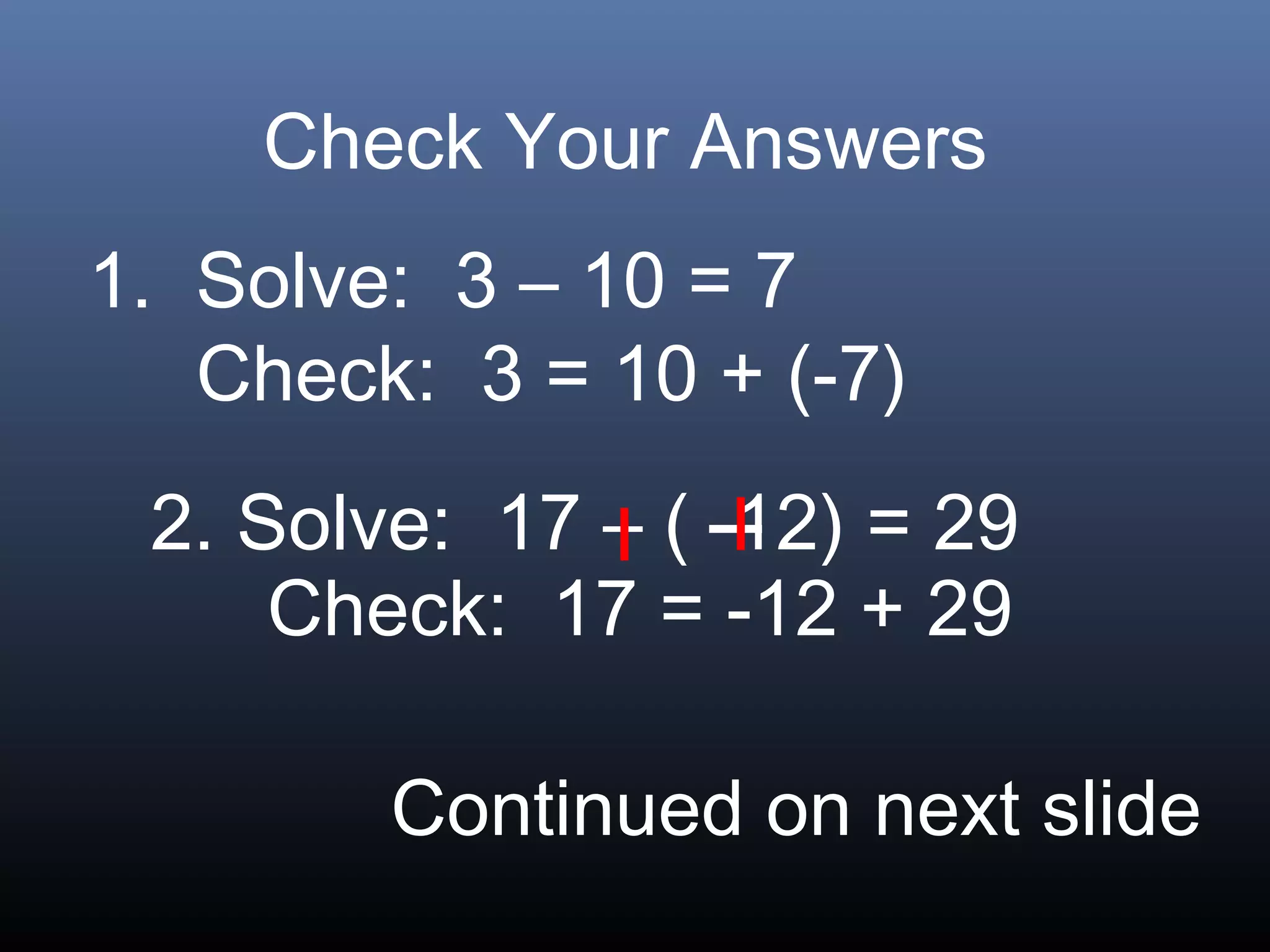 Add and subtract pos and neg numbers 4 parts | PPT