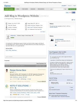 Add blog to wordpress website   website design job