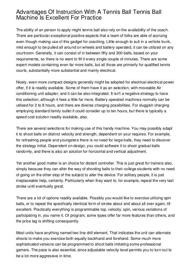 Advantages Of Instruction With A Tennis Ball Tennis Ball Machine Is