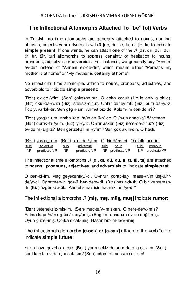Addenda To The Turkish Grammar Yuksel Goknel Signed