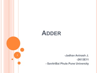 ADDER 
-Jadhav Avinash J. 
-2K13E11 
- SavitriBai Phule Pune University 
1 
 
