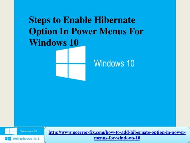 Add hibernate to the start menu in windows 10