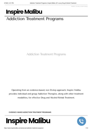 Addiction treatment programs at inspire malibu