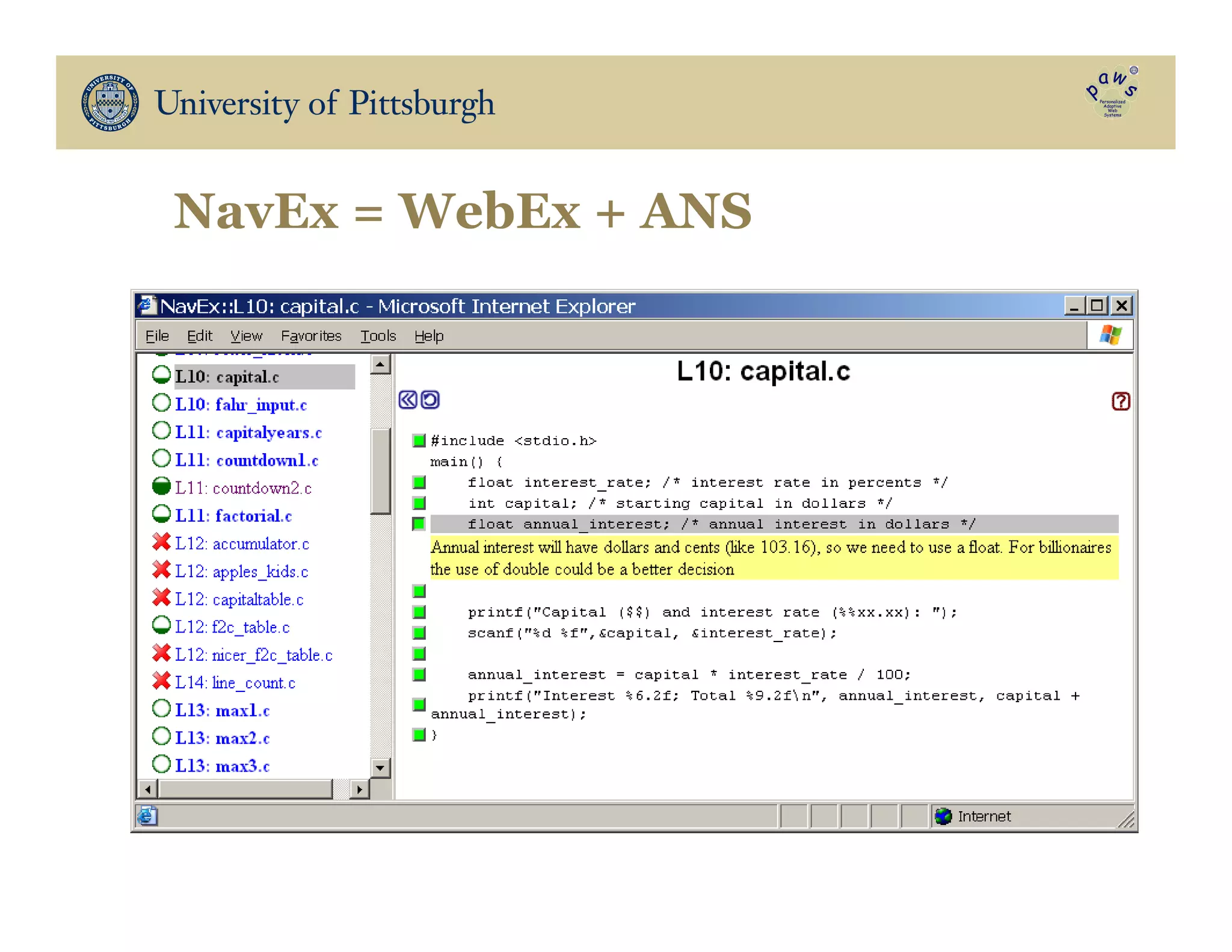 NavEx = WebEx + ANS
 