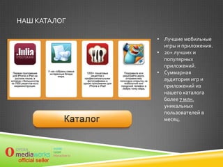 Продвижение	
мобильных приложений 	

 