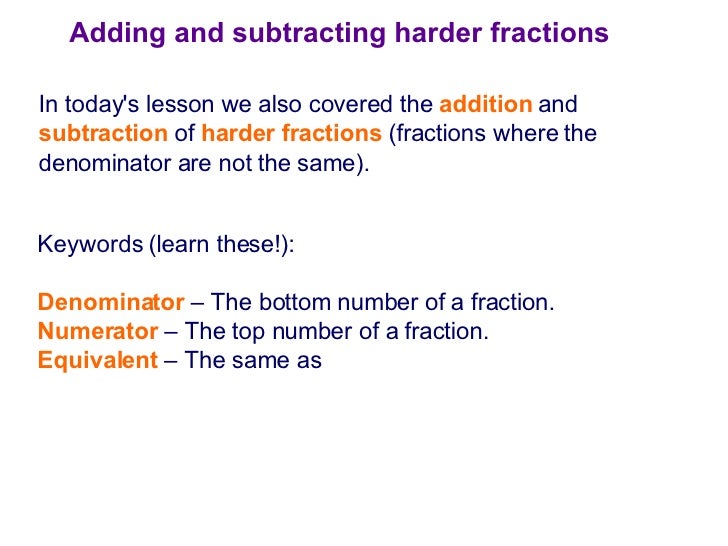 Adding And Subtracting Fractions Adding And Subtracting Fractions