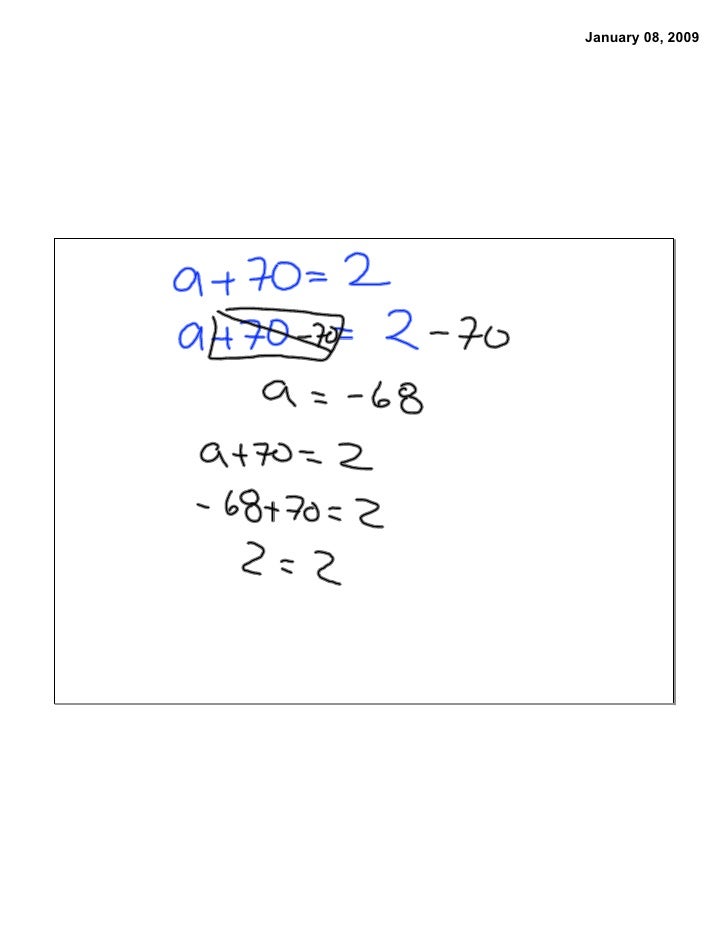 Adding And Subtracting One Step Equations