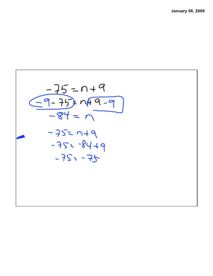 Adding And Subtracting One Step Equations