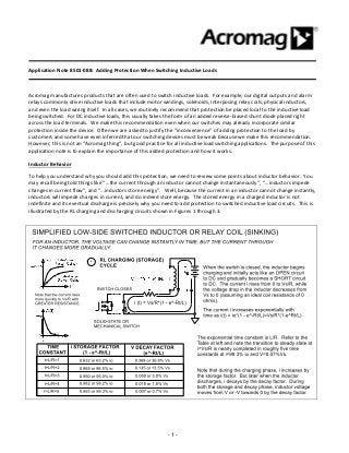 - 1 -
Application Note 8501-088: Adding Protection When Switching Inductive Loads
Acromag manufactures products that are o...