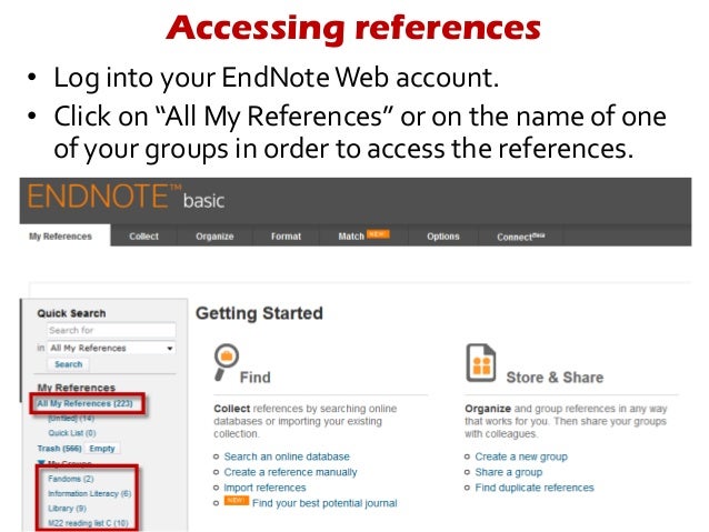 Adding research notes to a reference in EndNote Web