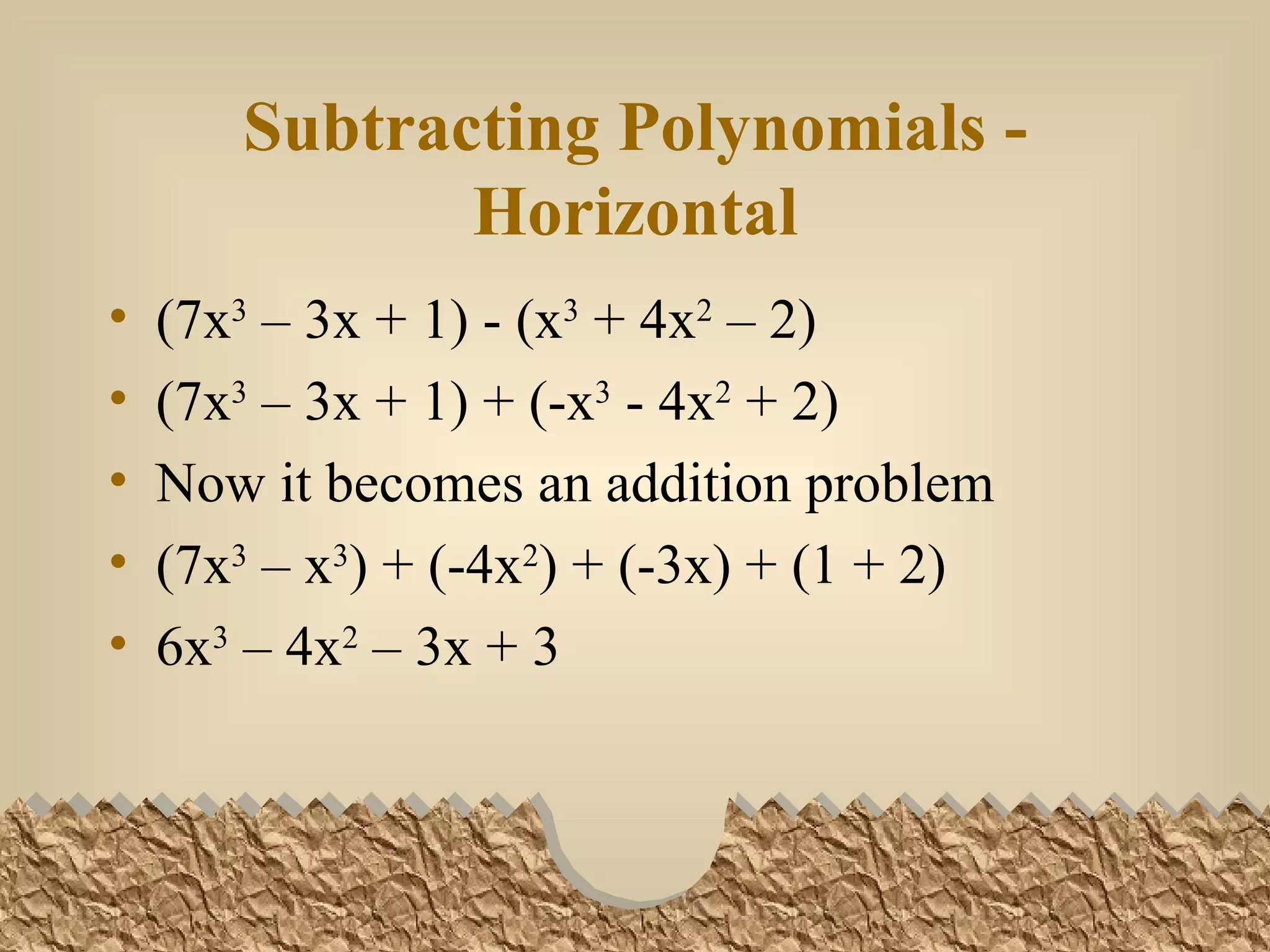 Adding & Subtracting Polynomials | PPT