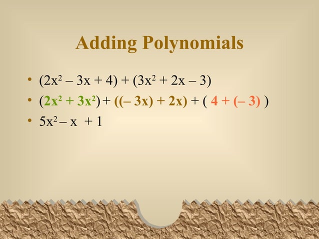 Adding & Subtracting Polynomials | PPT