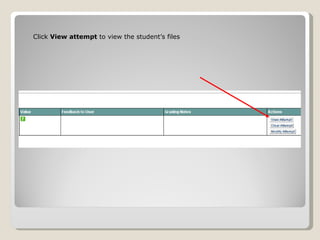Click  View attempt  to view the student’s files 