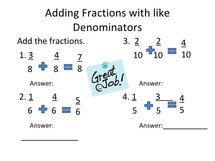 Adding And Subtracting Fractions