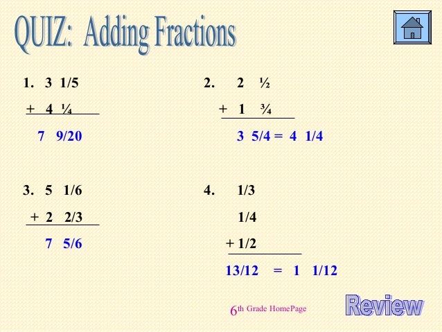 Adding And Subtracting Fractions R Eview