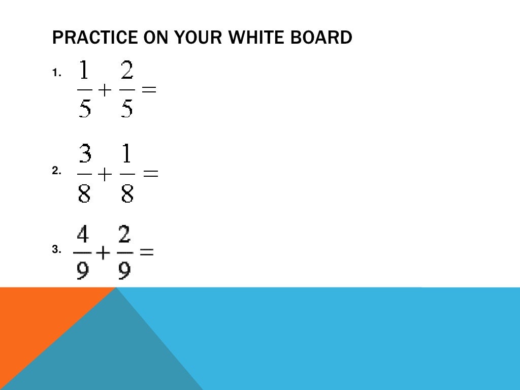 Adding and subtracting fractions with like denominators