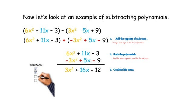Adding and subtracting polynomials