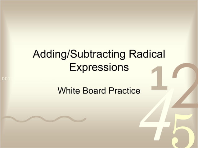 Adding and subtracting radicals ppt white board practice | PPT