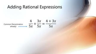 Adding and subtracting rational expressions | PPTX