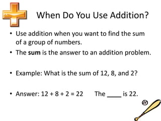 Adding and subtracting to solve problems notes pages | PPTX