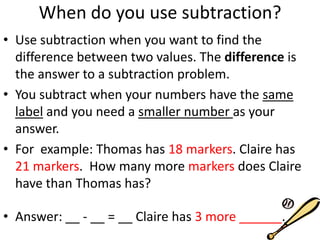 Adding and subtracting to solve problems notes pages | PPTX