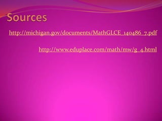 Sourceshttp://michigan.gov/documents/MathGLCE_140486_7.pdfhttp://www.eduplace.com/math/mw/g_4.html