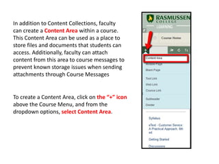 Adding and Using a Content Area in Blackboard Learn | PPT
