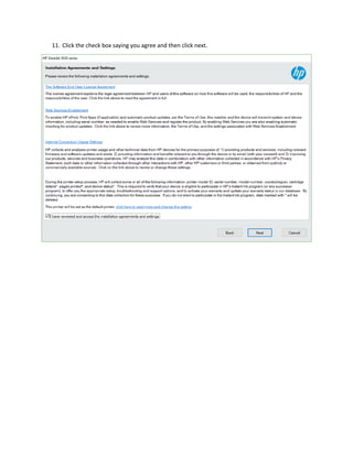 11. Click the check box saying you agree and then click next.
 