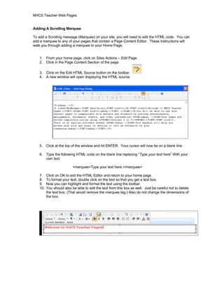 Adding A Scrolling Marquee | PDF