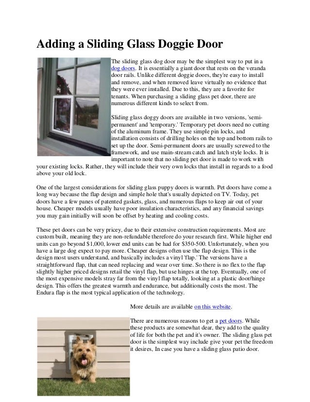 Adding A Sliding Glass Doggie Door