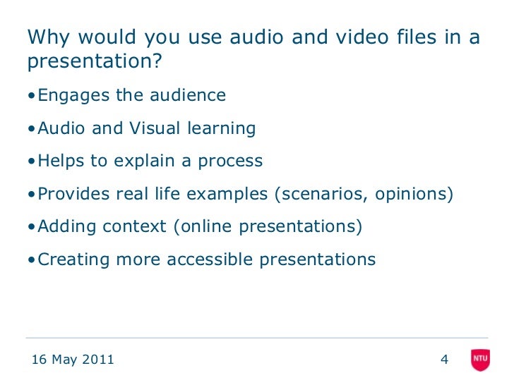 Adding audio and video presentation