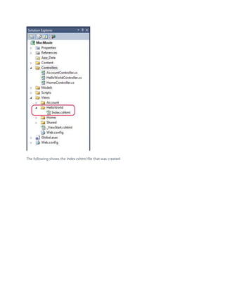 The following shows the Index.cshtml file that was created:
 