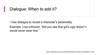 Adding dialogue and sensory detail to your personal narratives | PPTX