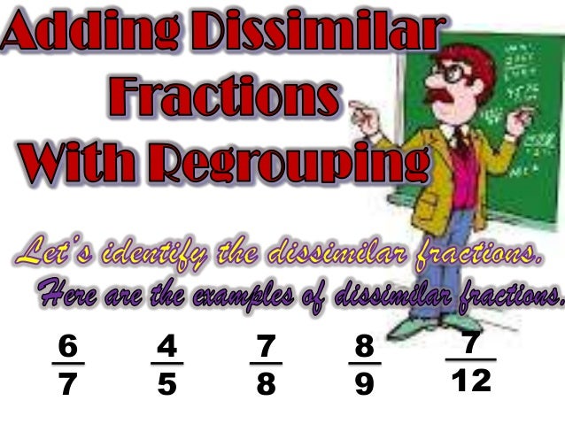 Adding Dissimilar Fractions With Regrouping