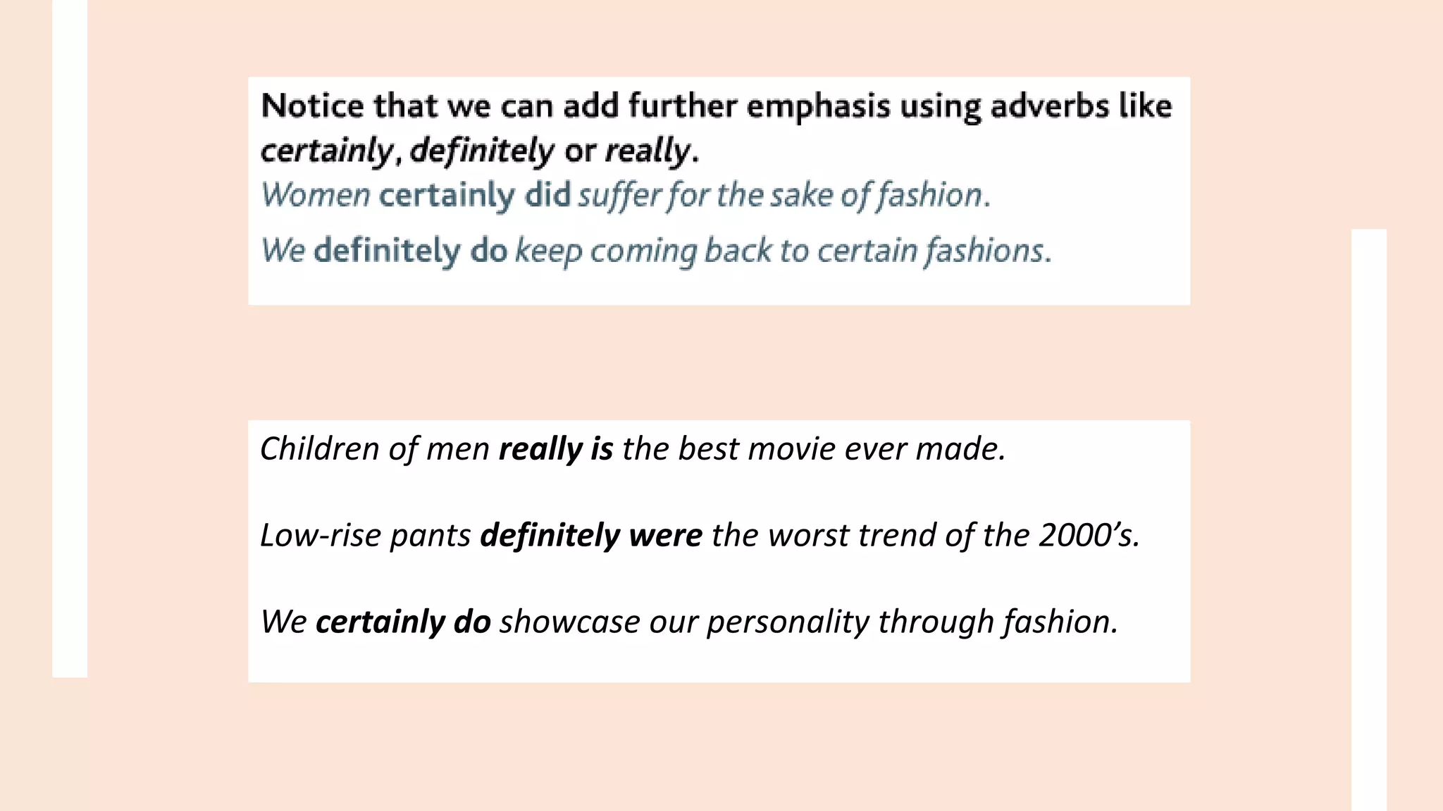 Emphasized Statements Adding emphasis with auxiliars and inversion | PPTX